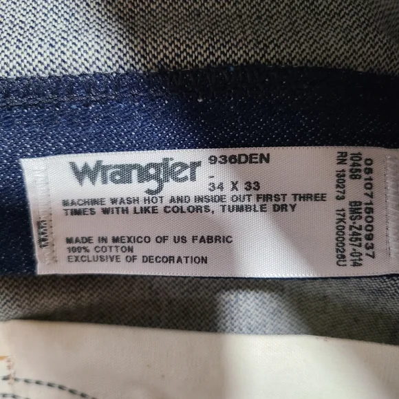 Wrangler's 936 Rigid Blue 34 x 33 Cowboy Cut - Picture 5 of 8